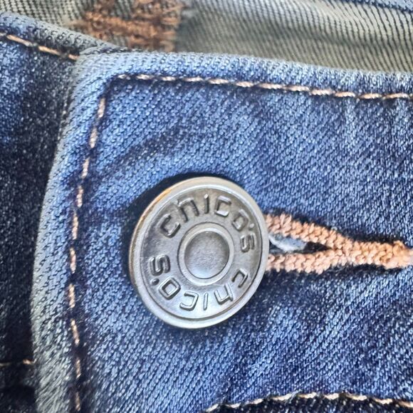 Chico’s Women’s Size 2R (12/14) Blue Denim Jeans Stretch Straight Leg Bootcut - Picture 9 of 11